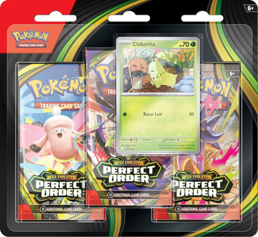 Mega Evolution: Perfect Order - 3 Pack Blister (Chikorita)