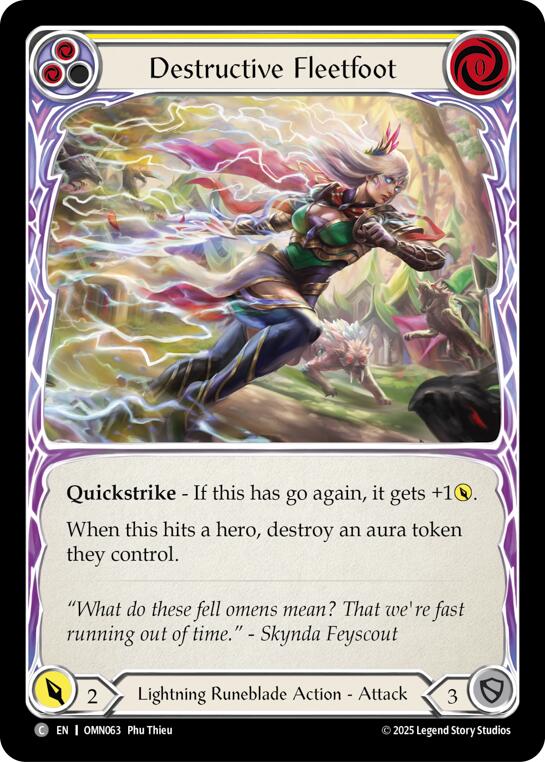 Destructive Fleetfoot (Yellow) [OMN063] (Omens of the Third Age)  Rainbow Foil