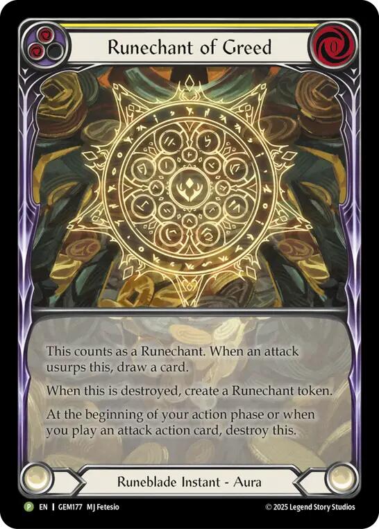Runechant of Greed (Yellow) [GEM177-RF] (Gem Pack 5)  Rainbow Foil