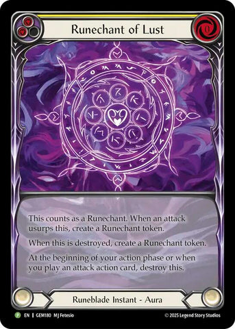 Runechant of Lust (Yellow) [GEM180-RF] (Gem Pack 5)  Rainbow Foil