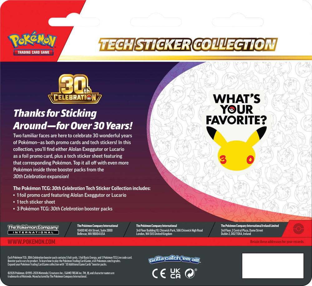 Mega Evolution: 30th Celebration Tech Sticker Collection [Lucario] [LIMIT 1 PER CUSTOMER]