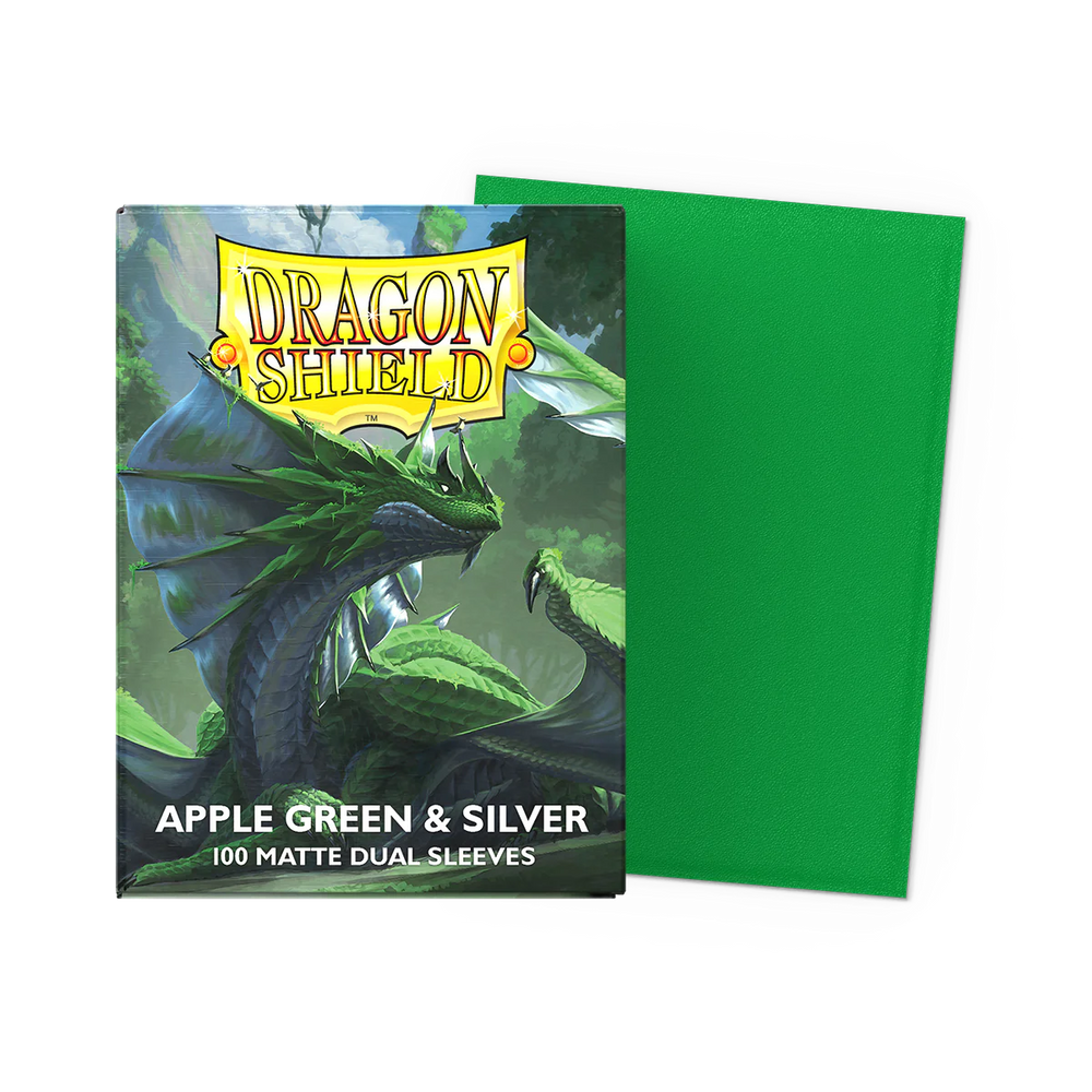 Dragon Shield Matte Dual Sleeve 100ct - Apple Green & Silver