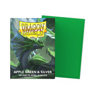 Dragon Shield Matte Dual Sleeve 100ct - Apple Green & Silver