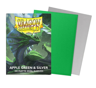 Dragon Shield Matte Dual Sleeve 100ct - Apple Green & Silver