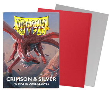 Dragon Shield Matte Dual Sleeve 100ct - Crimson & Silver