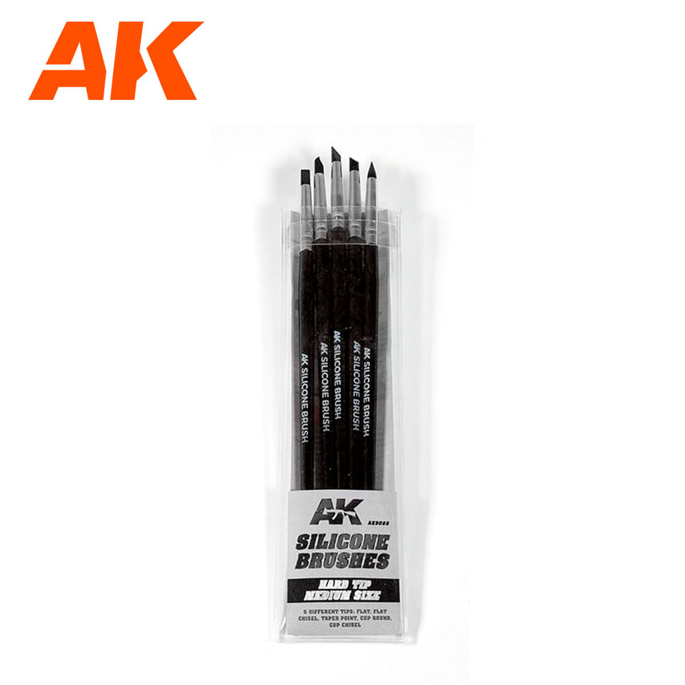 AK INTERACTIVE - SILICONE BRUSHES - MEDIUM HARD TIP - MEDIUM SIZE
