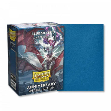 Dragon Shield Matte Dual Sleeve 100ct - Blue/Silver [Anniversary Special Edition]