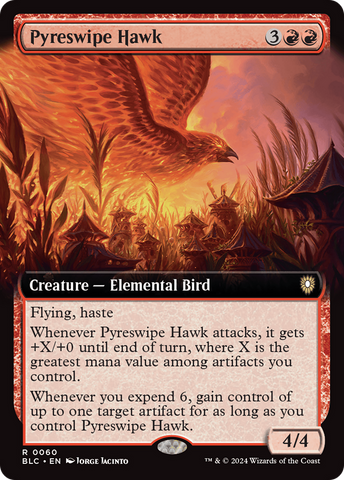 Pyreswipe Hawk (Extended Art) [Bloomburrow Commander]