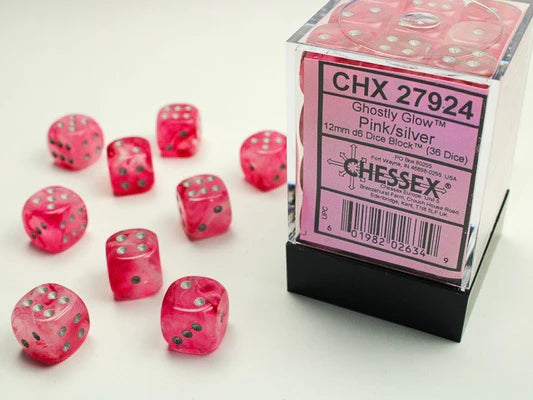 Chessex Ghostly Glow D6 36pack Dice