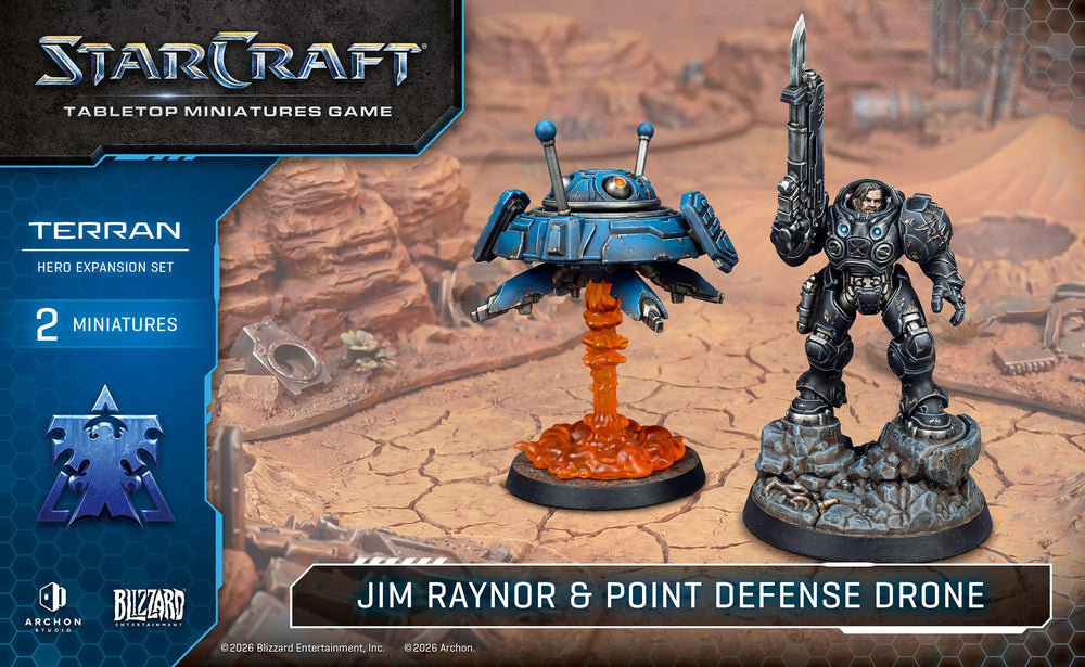 StarCraft: Tabletop Miniatures Game - Terran: Jim Raynor & Point Defense Drone Expansion Set [PREORDER] (Available August 24th)