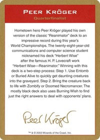 2003 Peer Kroger Biography Card [World Championship Decks]