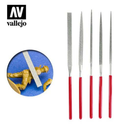 Set of 5 Diamond Files Vallejo Hobby Tools