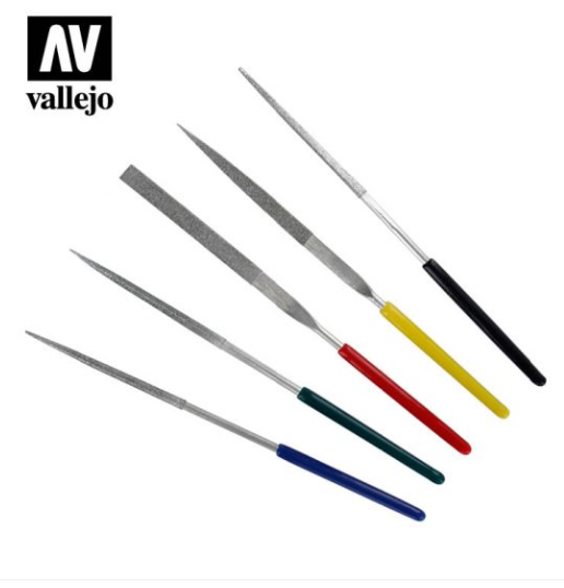 Set of 5 Mini Diamond Files Vallejo Hobby Tools