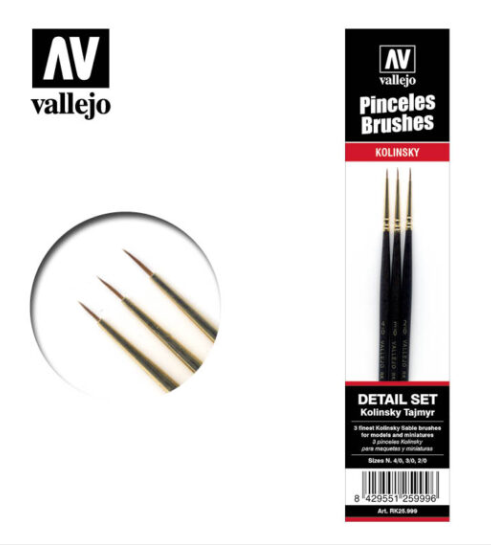 Detail set finest Kolinsky Tajmyr Sable Vallejo Brushes