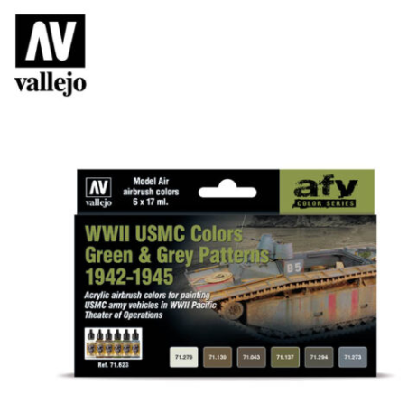 WWII USMC Colors Green & Grey Patterns 1942-1945 Vallejo AFV Set