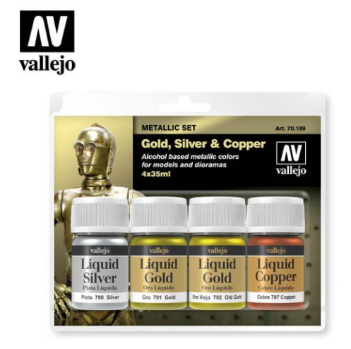 Gold, Silver & Copper Vallejo Effects Set