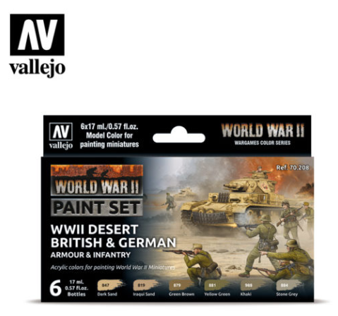 WWII Desert British & German Armour & Infantry Vallejo Wargames Set