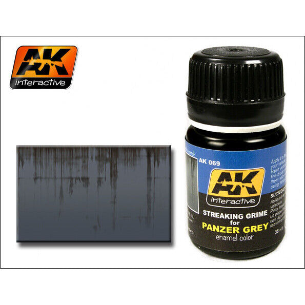 AK Interactive Weathering Streaking Grime for Panzer Grey Gray Enamel Color - Tistaminis