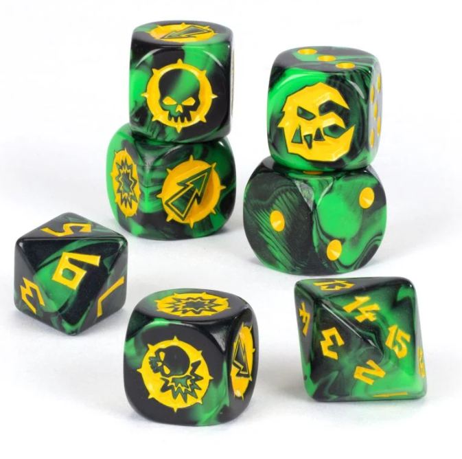 Blood Bowl Goblin Team Dice Set