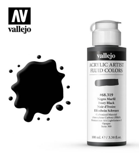 Ivory Black Vallejo Acrylic Artist Fluid Color