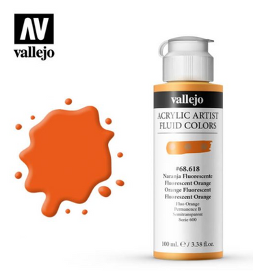 Fluorescent Orange Vallejo Acrylic Artist Fluid Color