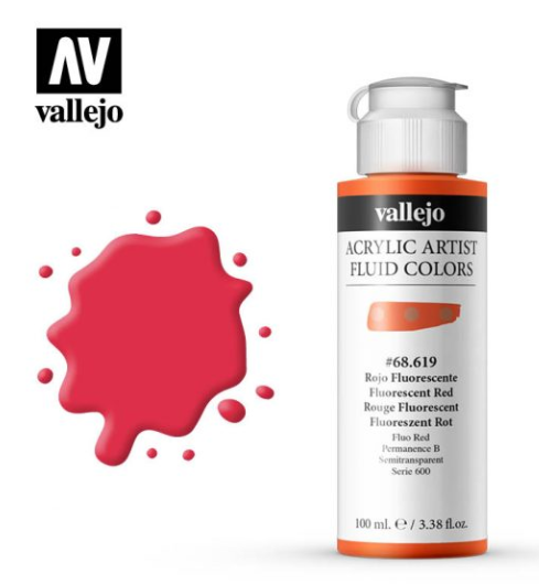 Fluorescent Red Vallejo Acrylic Artist Fluid Color