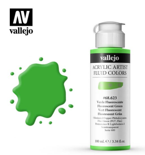 Fluorescent Green Vallejo Acrylic Artist Fluid Color