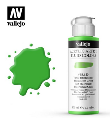 Fluorescent Green Vallejo Acrylic Artist Fluid Color