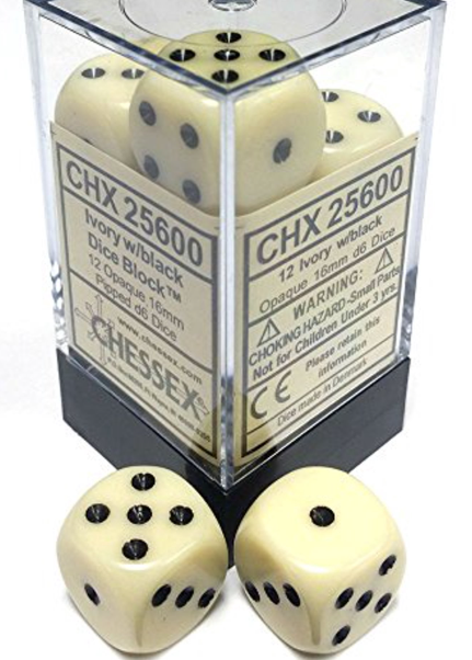 Chessex Opaque D6 12pack Dice