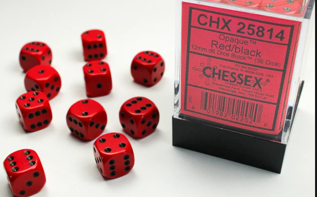 Chessex Opaque D6 12pack Dice