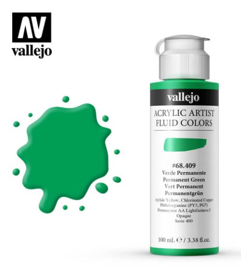 Permanent Green Vellejo Acrylic Artist Fluid Color