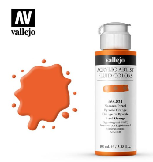 Pyrrole Orange Vellejo Acrylic Artist Fluid Color